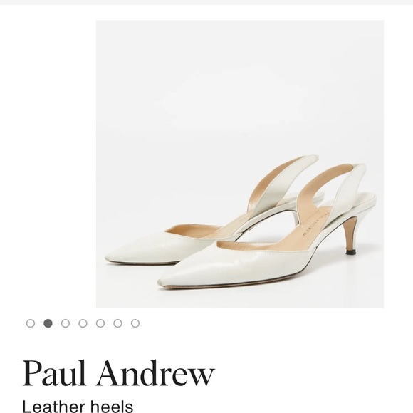 Paul Andrew Cream Leather Slingback Heels - Picture 1 of 8
